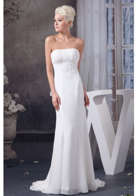 Appliqued and Ruched Wedding Dresses with Brush Train and Jacket