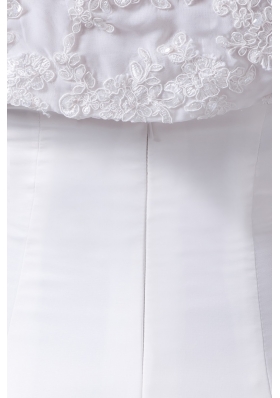 Appliqued and Ruched Wedding Dresses with Brush Train and Jacket