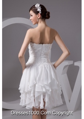 Appliqued and Ruffled Knee-length Wedding Dresses with Jacket