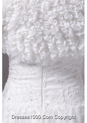 Appliqued and Ruffled Knee-length Wedding Dresses with Jacket