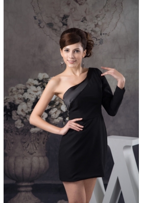 Asymmetrical Mini-length Black Prom Evening Dress with Side Zipper 133.66