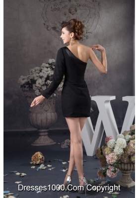 Asymmetrical Mini-length Black Prom Evening Dress with Side Zipper 133.66