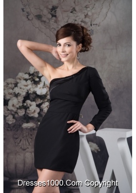 Asymmetrical Mini-length Black Prom Evening Dress with Side Zipper 133.66