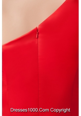 Asymmetrical Mini-length Red Column Satin Prom Celebrity Dress