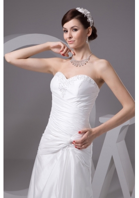 Beaded and Ruched Bridal Dresses with Sweetheart and Floor-length