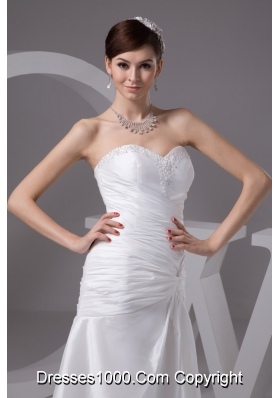 Beaded and Ruched Bridal Dresses with Sweetheart and Floor-length