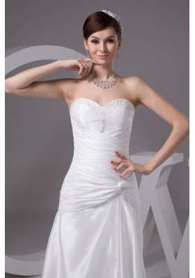 Beaded and Ruched Bridal Dresses with Sweetheart and Floor-length