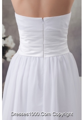 Empire Sweetheart Ruched White Dress for Wedding Floor-length