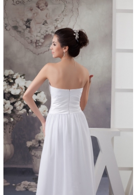 Empire Sweetheart Ruched White Dress for Wedding Floor-length