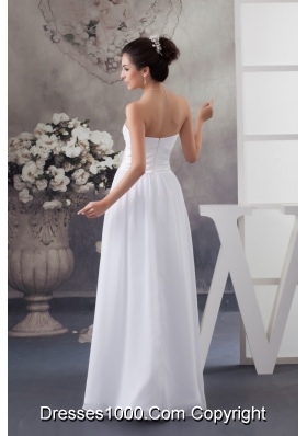 Empire Sweetheart Ruched White Dress for Wedding Floor-length