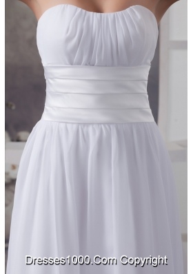 Empire Sweetheart Ruched White Dress for Wedding Floor-length