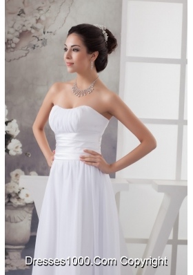 Empire Sweetheart Ruched White Dress for Wedding Floor-length