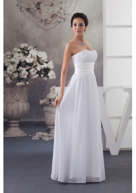 Empire Sweetheart Ruched White Dress for Wedding Floor-length