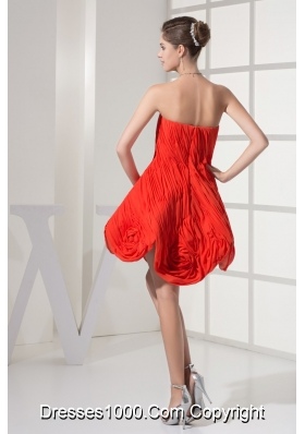 Flowers and Ruching Accent Mini-length Red Prom Homecoming Dress