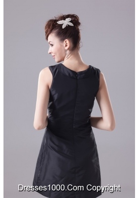 Mini-length Prom Dress in Black with Petal Square Neckline