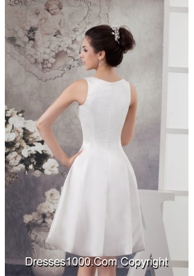 Newest Scoop Neck Knee-length Trumpet White Dress for Brides