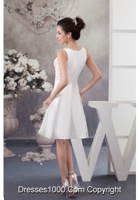 Newest Scoop Neck Knee-length Trumpet White Dress for Brides