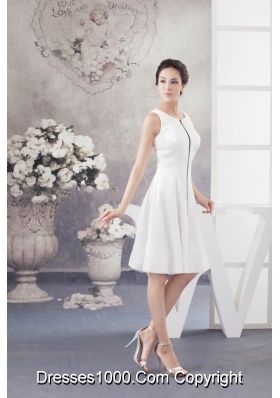 Newest Scoop Neck Knee-length Trumpet White Dress for Brides