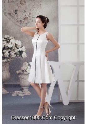 Newest Scoop Neck Knee-length Trumpet White Dress for Brides