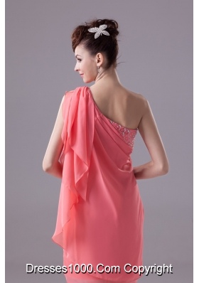 One Shoulder Empire Prom Dress Decorated with Ruffles and Jewelries