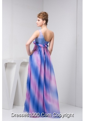 One Shoulder Pleated Prom Graduation Dress in Ombre Colors