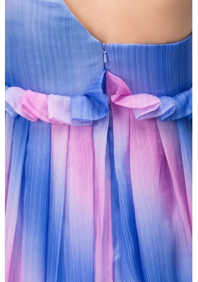 One Shoulder Pleated Prom Graduation Dress in Ombre Colors