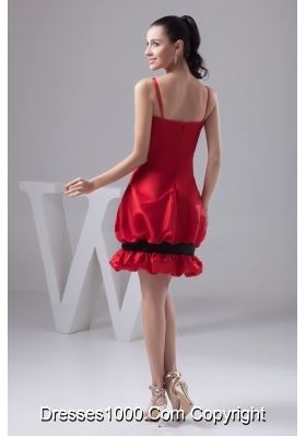 Pick-ups and Bowknot Accent Red Mini-length Prom Cocktail Dress