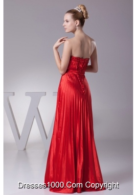 Pleated Princess Floor-length Prom Dress with Diamonds and Ribbon