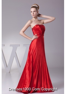 Pleated Princess Floor-length Prom Dress with Diamonds and Ribbon