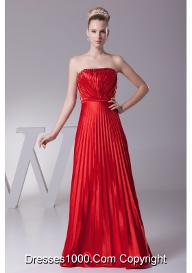 Pleated Princess Floor-length Prom Dress with Diamonds and Ribbon