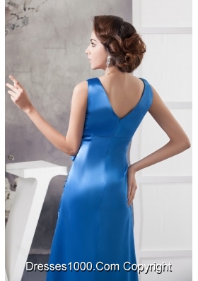 Royal Blue V-neck Floor-length Prom Celebrity Dress High Slit