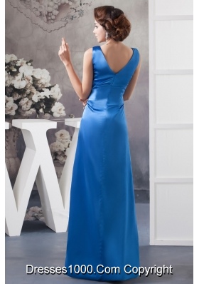 Royal Blue V-neck Floor-length Prom Celebrity Dress High Slit