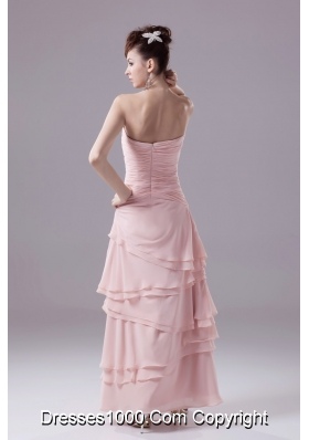 Ruche and Appliques Sweetheart Ankle-length Layers Prom Dress