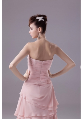 Ruche and Appliques Sweetheart Ankle-length Layers Prom Dress