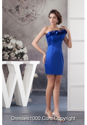 Ruched and Beaded Blue Prom Celebrity Dress of One Shoulder