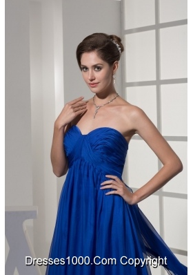 Ruched Sweetheart Empire Prom Dress with Watteau Train