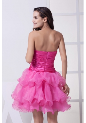 Ruching and Diamonds Decorated Ruffled Layers Sweeeheart Prom Dress