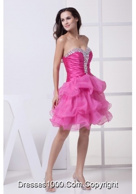 Ruching and Diamonds Decorated Ruffled Layers Sweeeheart Prom Dress