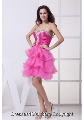 Ruching and Diamonds Decorated Ruffled Layers Sweeeheart Prom Dress