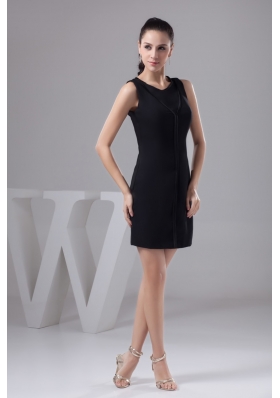 Simple Black Scoop Prom Cocktail Dresses of Mini-length