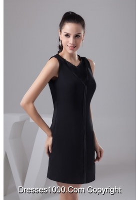 Simple Black Scoop Prom Cocktail Dresses of Mini-length