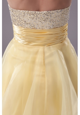 Sweetheart A-line Prom Gowns with Ruched Sash and Beaded Breast