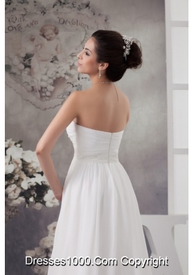 Sweetheart Brush Train Wedding Dress with Beading and Ruche