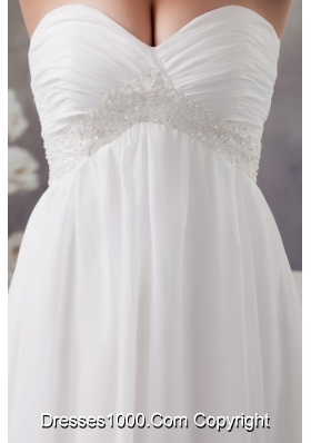 Sweetheart Brush Train Wedding Dress with Beading and Ruche