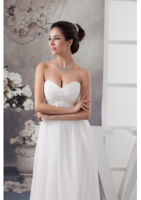 Sweetheart Brush Train Wedding Dress with Beading and Ruche