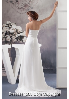 Sweetheart Strapless Beaded and Ruched Wedding Dress with Brush Train