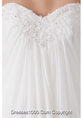 Sweetheart Strapless Beaded and Ruched Wedding Dress with Brush Train