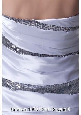 Zexy Mini-leng Strapless Sheath Prom Gown in Silver with Sequins