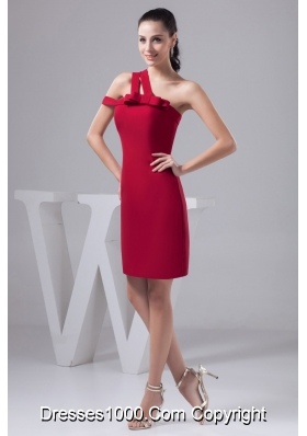 Asymmetrical Mini Red Column Fitted Prom Dress with Bowknot