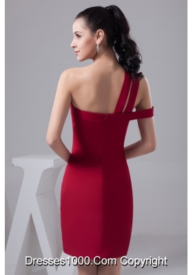 Asymmetrical Mini Red Column Fitted Prom Dress with Bowknot